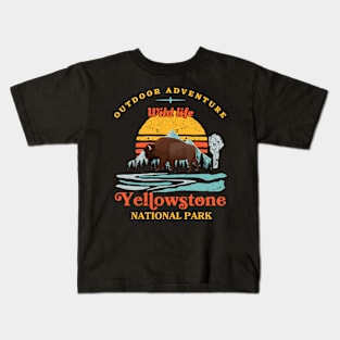 Bison Yellowstone National Park Adventure Wild Life Kids T-Shirt